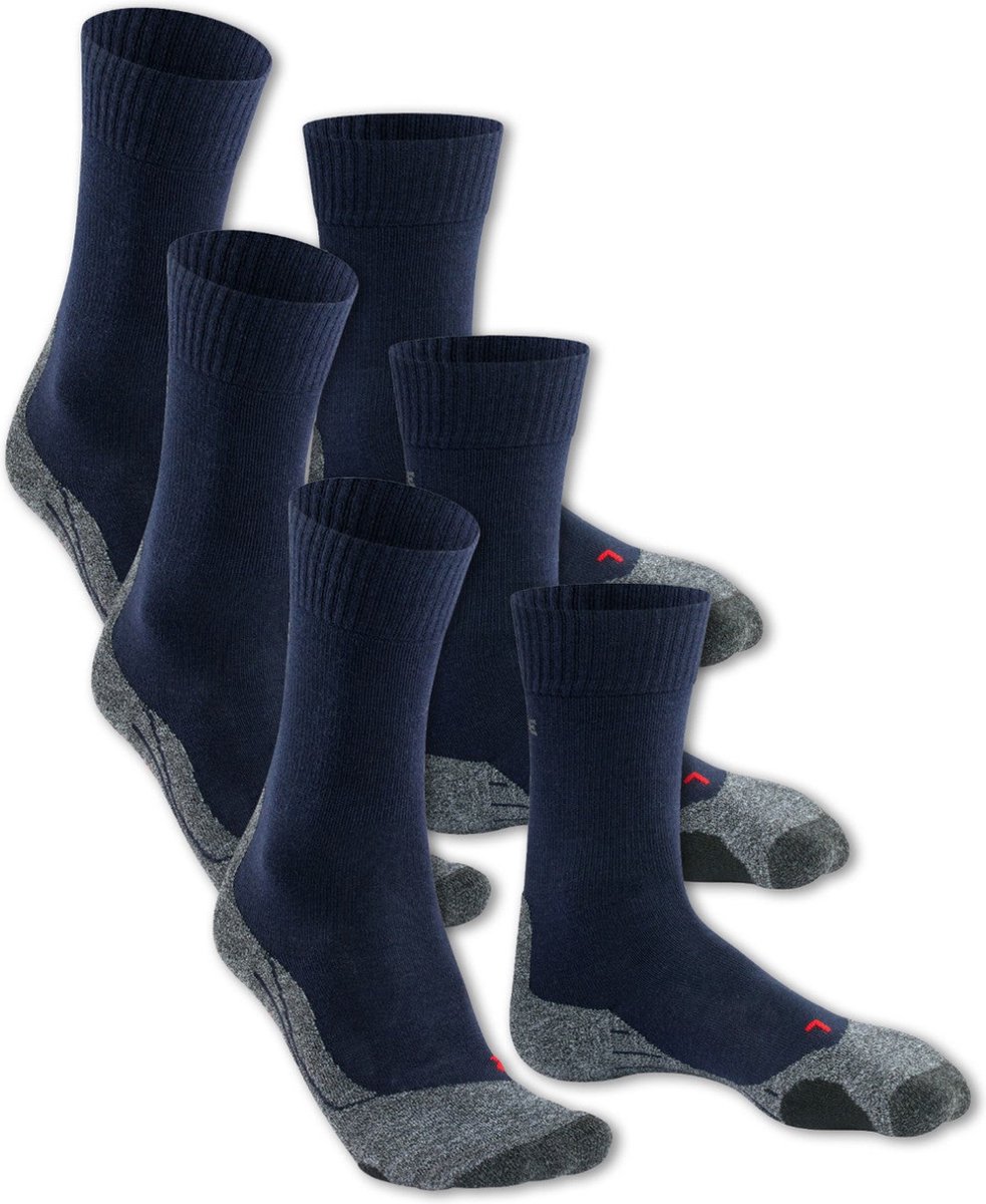 Bundel 3 paar Falke Heren TK2 Wandelsokken Vochtregulerend Anatomisch Vormgegeven Ideaal Voor Transpirerende Voeten marine 39-41 Multicolor