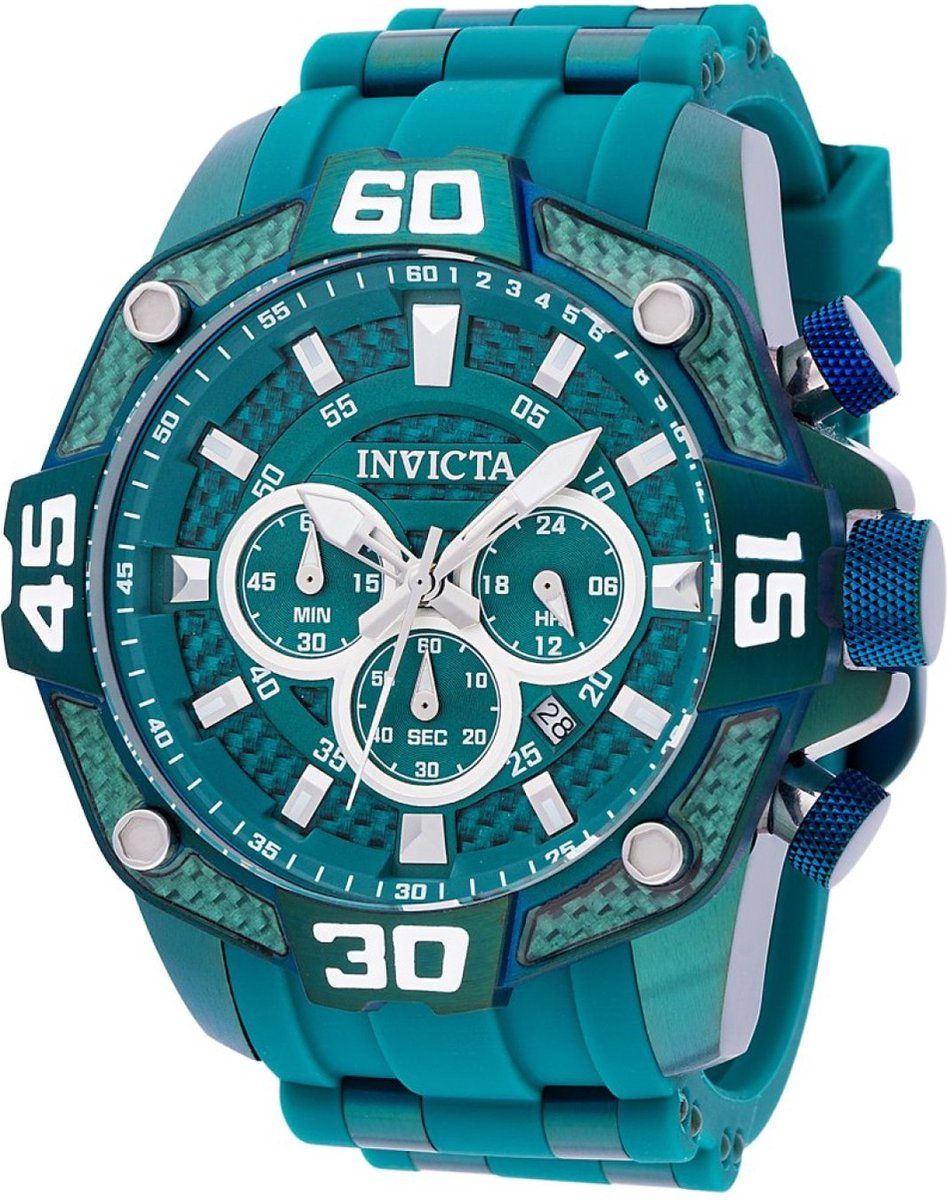 Invicta Pro Diver 40856 Heren Horloge - Waterdicht - Analoog - Quartz Uurwerk - Roestvrij Staal met groene Wijzerplaat - 52mm