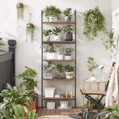 MIRA Home Industrieel Ladderrek – Boekenkast/Wandkast 60x30x172 cm – Zwart met Bruin – Stijlvol Boekenrek met Metaal en Hout