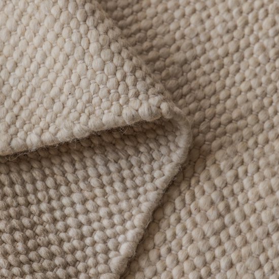 Tapis en Wool Carpet Studio - 160 x 230 cm - Tapis à poils ras pour salon et chambre - Beige