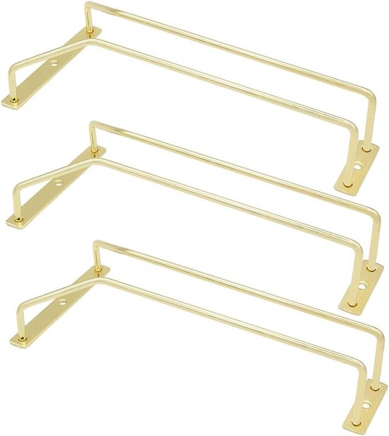 Wijnglazenrek Metalen Wijnglazenrek Onder Een Kast, Wandgemonteerde Houder voor Wijnflessen 3 Rijen, Woonkamer/Koffiebar Hangplank voor Wijnglazenrek Metalen Wijnglazenrek Onder Een Kast, Wandgemonteerde Houder voor Wijnflessen 3 Rijen, Woonkamer/Koffiebar Hangplank voor
