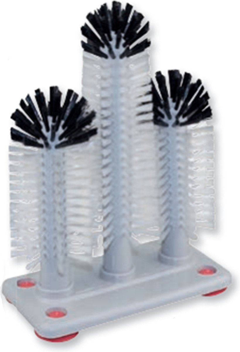 Goedkoopste Buemag Spoelborstels - glazen afwassen - 19 x 24 x 10 cm - grijs - 3 stuks - professionele horeca borstels - glazenwasborstel