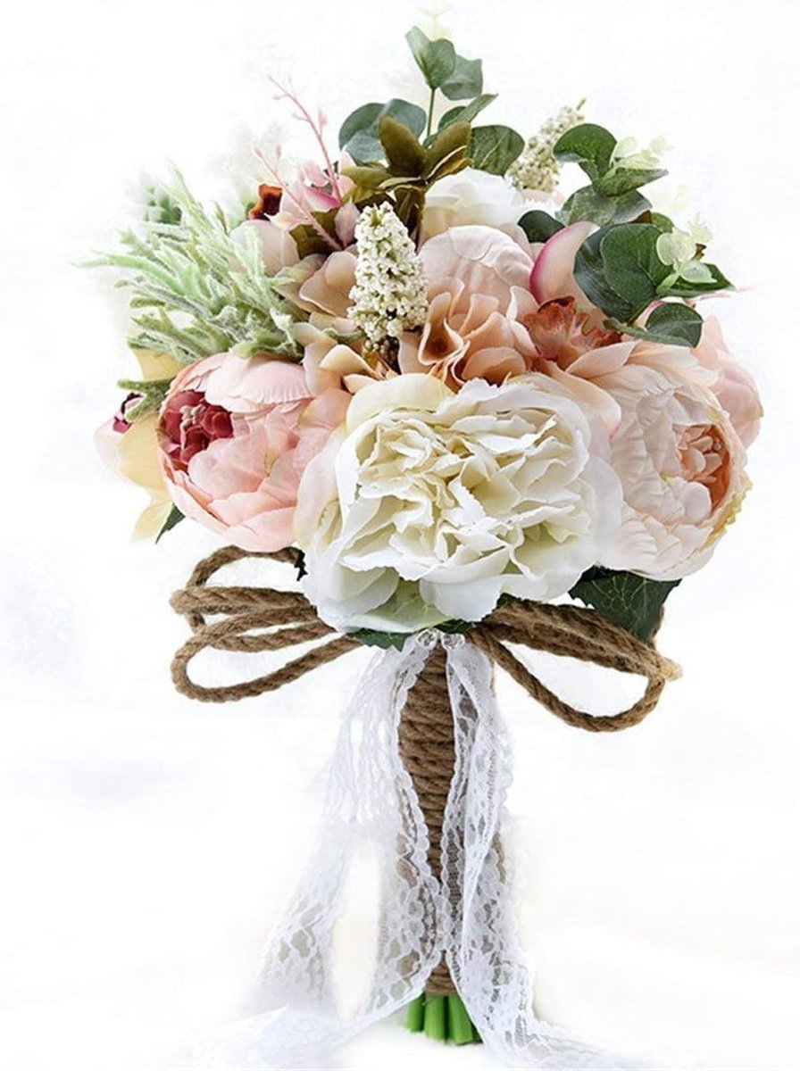Bruidsboeket van Kunstzijde, Perfect voor Bruidsmeisjes, Trouwen en Thuisdecoratie met Luxe Bloemen