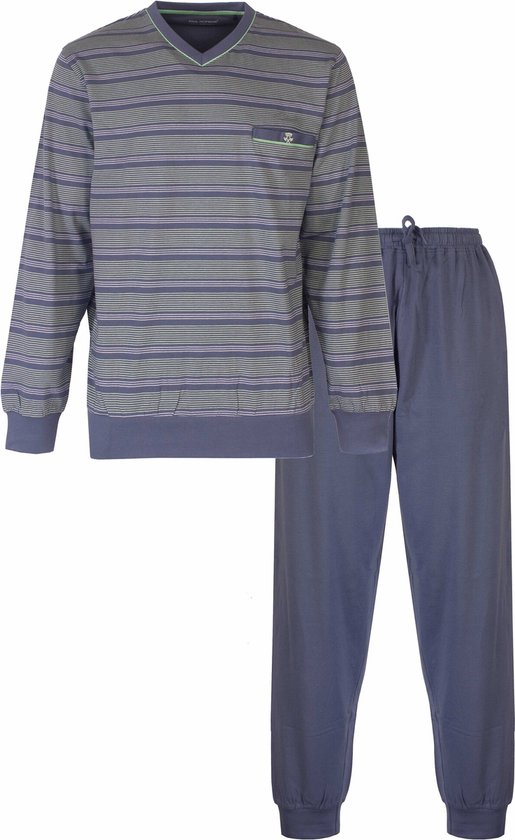Paul Hopkins Heren Pyjama - Gestreept - Borstzakje - Blauw - Maat XL