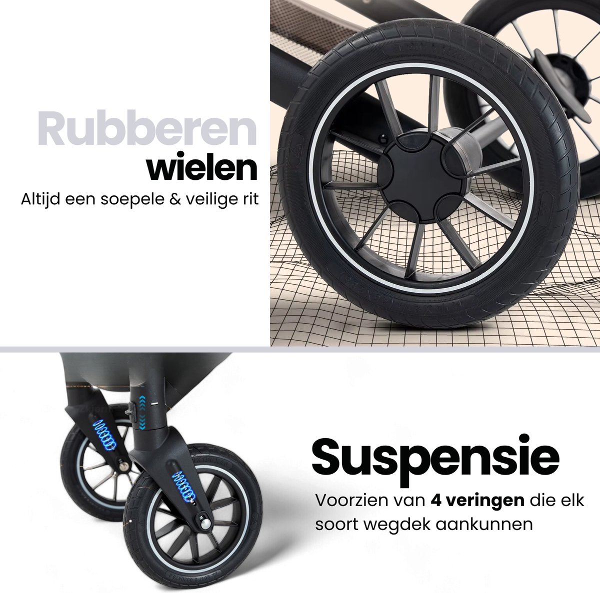 Lunola Luna - Kinderwagen 3-in-1 - incl. autostoel - 0-22kg - XXL - Wandelwagen - Multifunctionele Buggy 3in1 - Donkergrijs thumbnail 6