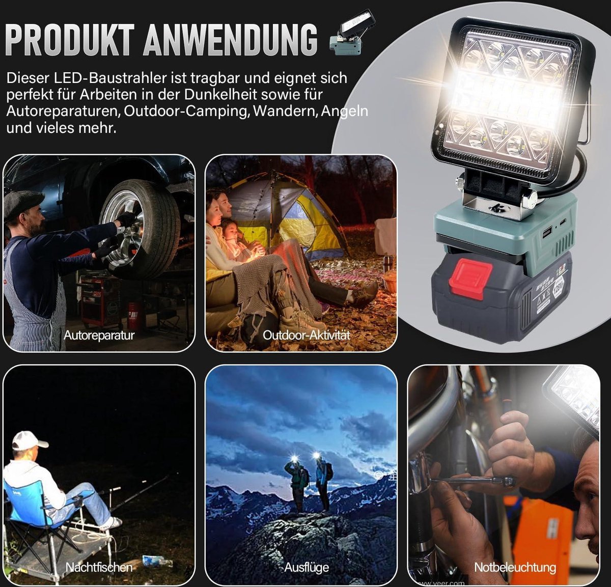 Für Makita 18V Li-Ion Akku LED 3000Lumen Strahler Taschenlampe Arbeitslichts 30W Für Makita 18V Li-Ion Akku LED 3000Lumen Strahler Taschenlampe Arbeitslichts 30W