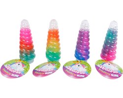 foto van Unicorn hoorn met slijm mulitkleur 13,5cm