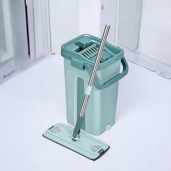 Système de nettoyage humide et sec - Vert - Mop - Set avec essoreuse - Mop - Mop - Set complet