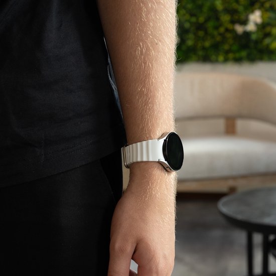 Bracelet en silicone Strap-it Ocean - adapté pour Samsung Galaxy Watch 4 (Classic) / Watch 5 (Pro) / Watch 6 (Classic) / Watch 7 40 & 44 mm / Watch FE - blanc