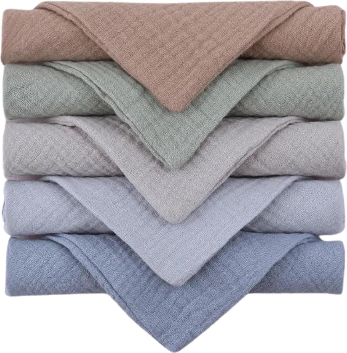 Goedkoopste Hydrofiele Doeken Baby - Babydoekjes Katoen - Monddoekjes - Spuugdoekjes - Washandjes - Baby - Hydrofiel - Ademend - Vocht Absorberend - Sneldrogend - Zacht - Blauw Groen Grijs Bruin Lichtblauw - 5 stuks