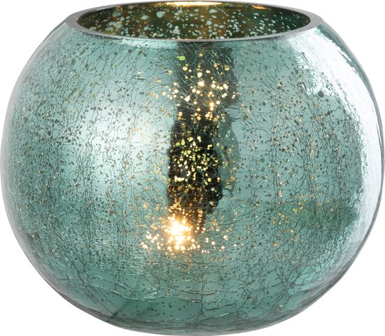 Glas Theelichthouder Sari, Kristallglas Kerzenhalter 13,5 Cm Kugel/Konus, Grün/blau, 1093801008 1 St Bolvormige Kaarsenstandaard