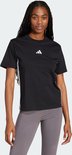 Zwarte dames t-shirt met korte mouwen, Adidas logo op borst en strepen op de zijkant.