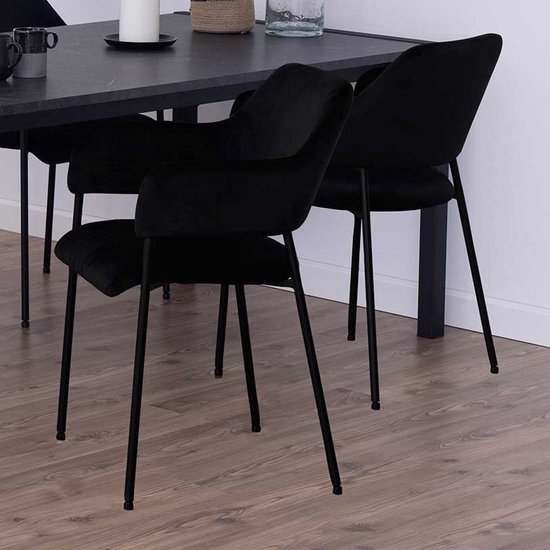 Bendt Eetkamerstoel 'Myla' Velvet, kleur Zwart