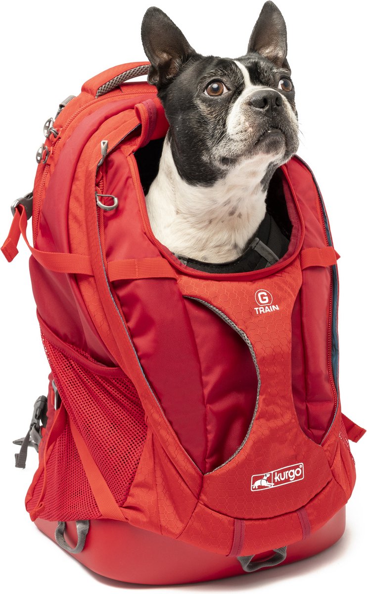 Comfortabele Hondenrugzak voor Kleine honden met diverse opbergvakken - Voor honden tot 11 kg - Kurgo G-train K9 - Rood of Zwart - 33x53x25cm - Kurgo - G-Train K9 Pack - Chili Red