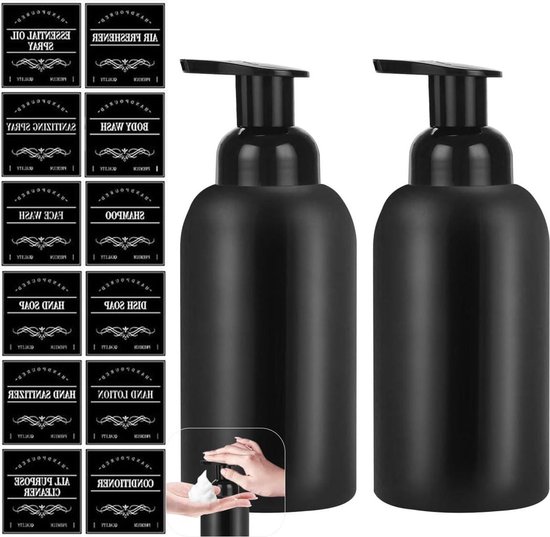 2 STKS Koffie Siroop Dispensers met Etiketten, Transparante Glazen Pomp Dispenser, Bar Accessoire, 500 Ml voor Keuken en Badkamer Gebruik