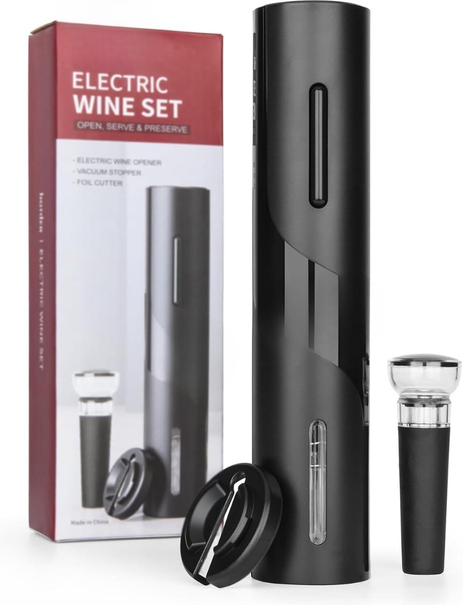 Equivera Elektrische Kurkentrekker Set - Automatische Wijnopener - Wijn Accessoires - Flessenopener - Cadeautip - Premium