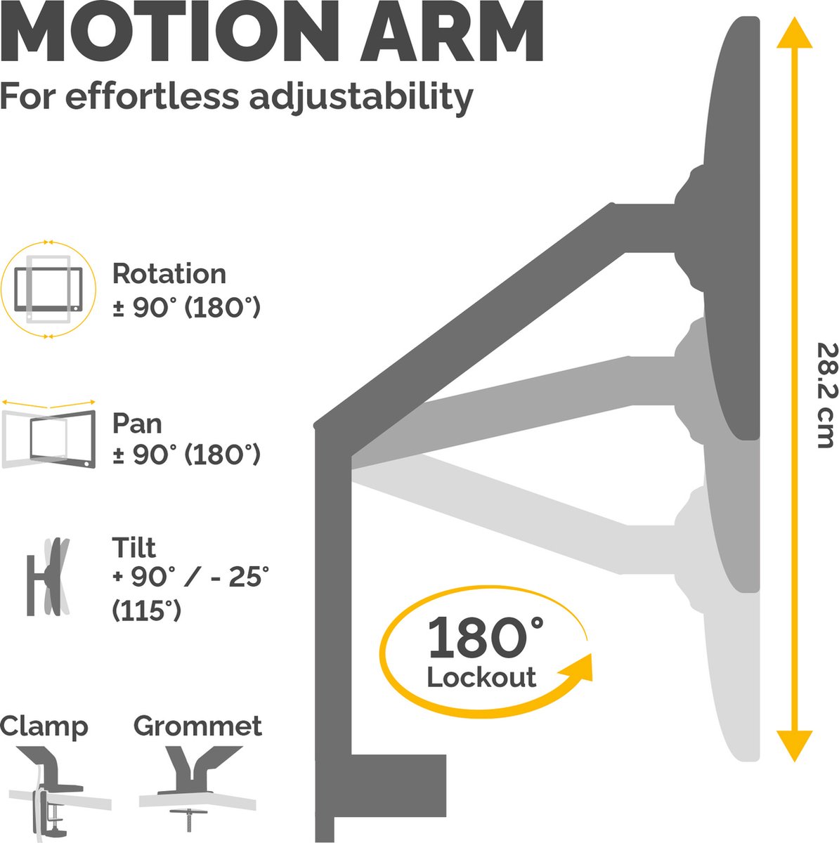 Fellowes enkele monitor arm Eppa - voor 1 scherm - tot 40 inch - zilver thumbnail 5