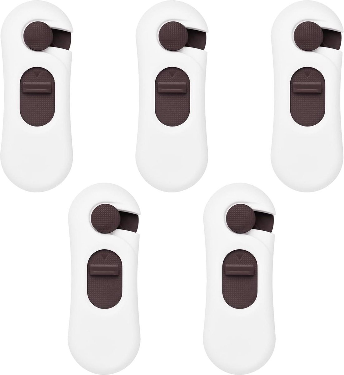 Image of 5 stuks kinderbeveiliging laden kastbeveiliging deurbeveiliging - ladebeveiliging babykoelkast - bruin