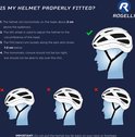 Image d'instruction : comment ajuster le casque ? Le casque est horizontal, 2 cm au-dessus des sourcils. Logo Rogelli.