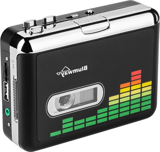 Foto: Usb cassette naar mp3 converter met hoofdtelefoon en draagtas draagbare cassette speler digitaal audio muziekspeler pc000249 cassette speler