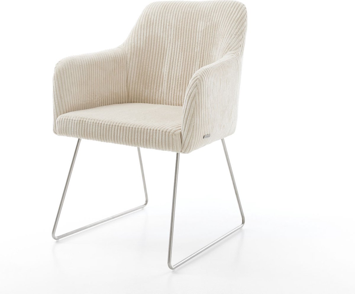 DELIFE Gestoffeerde-stoel Greg-Flex slipframe roestvrij staal koord beige pocketveer kern