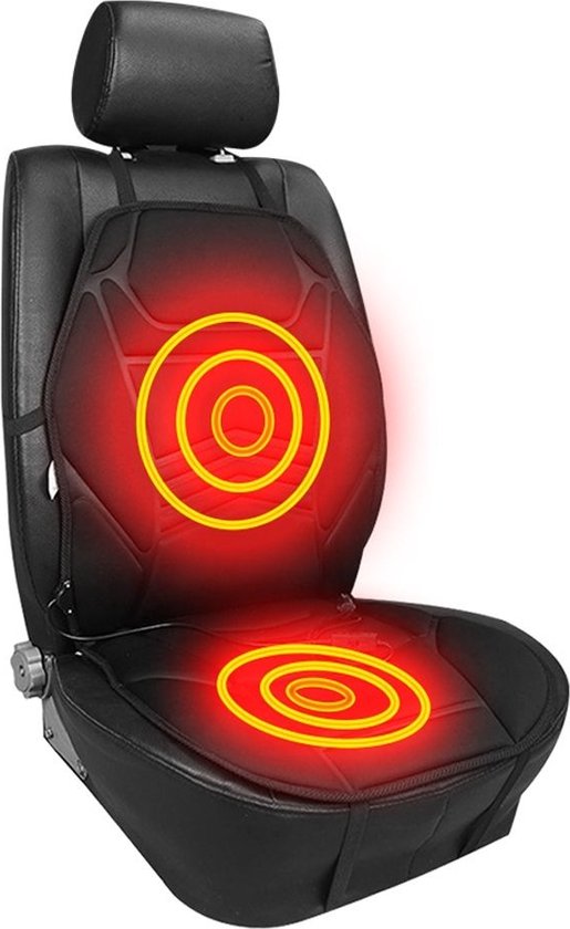 Chauffage de siège de voiture-coussin chauffant pour siège de voiture 12V-chauffage électrique d'accessoires automatiques- Zwart
