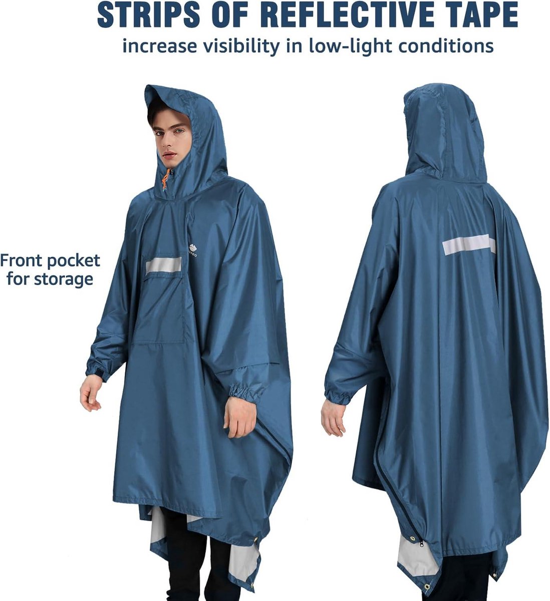 COLFEZY Regenponcho voor dames en heren, outdoorjack, waterdicht, licht