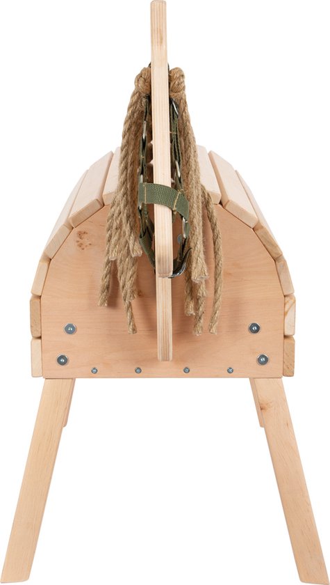 small foot Holzpferd für Kinder ab 3 Jahren, Reitpferd mit Aufstiegshilfe und Halfter, für den Außenbereich,11664, Beige, Natur