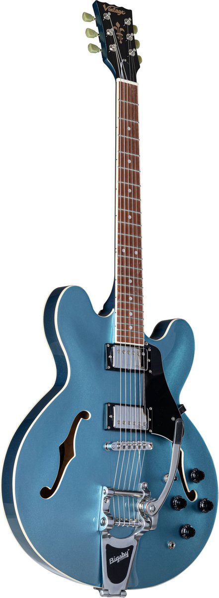 Vintage Reissued VSA500B Gun Hill Blue - Semi-akoestische gitaar