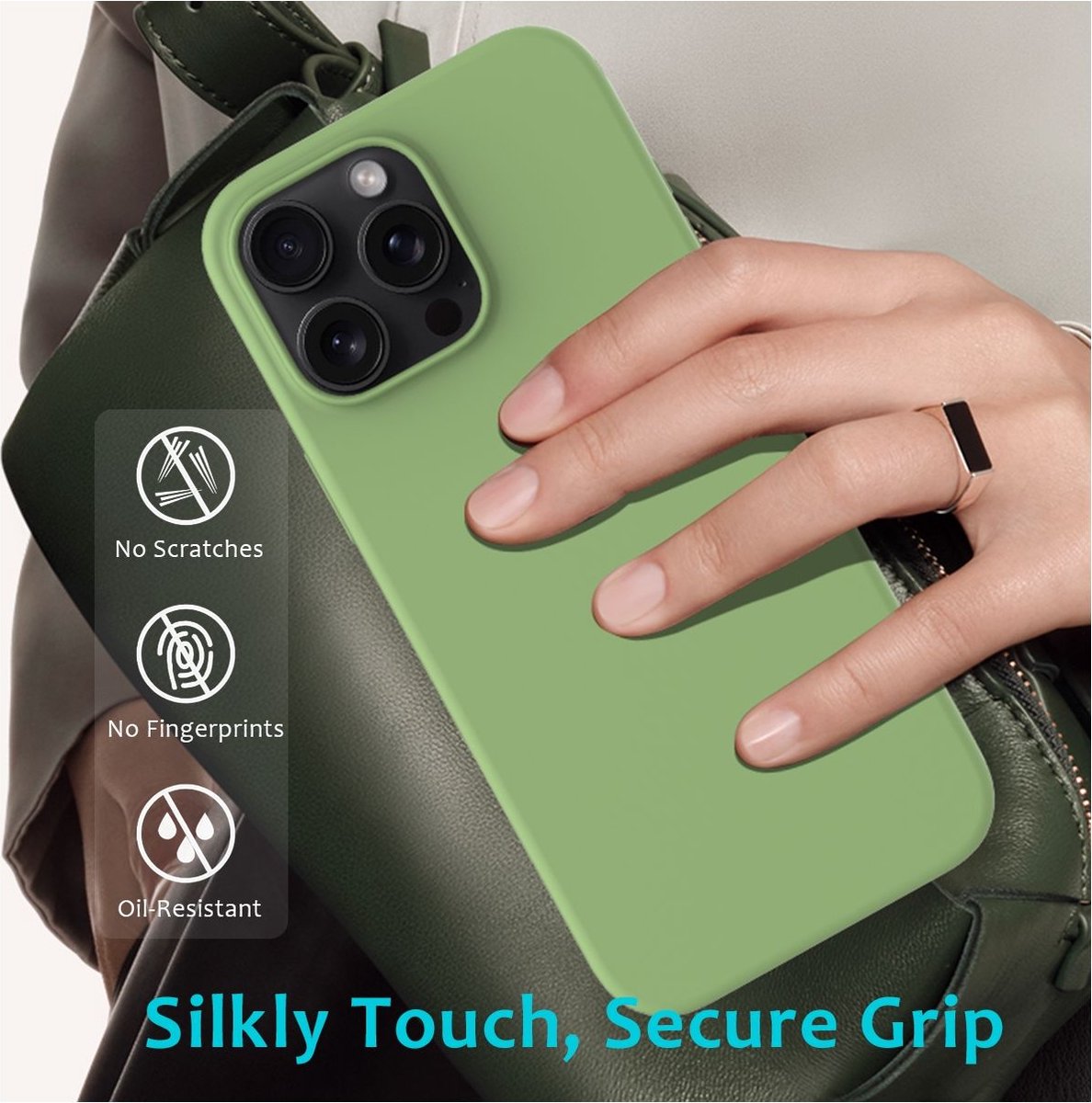 Mobigear Hoesje geschikt voor Apple iPhone 16 Pro Siliconen Telefoonhoesje | Mobigear Rubber Touch Backcover | iPhone 16 Pro Case | Back Cover - Groen