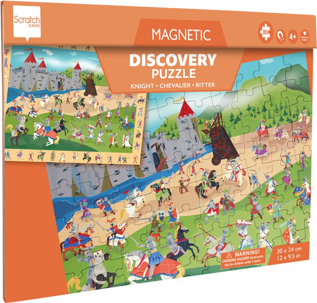 SCRATCH 2 In 1 Magnetische Puzzel - Discovery Game - Ridders - 52,3X30,5Cm - 48 Stukjes - 3 Jaar