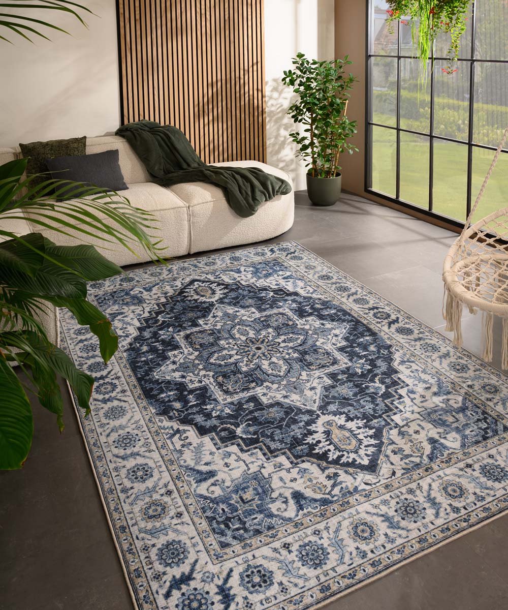 Vintage buitenkleed - Valenca Brio blauw 160x230 cm