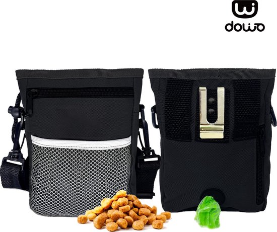 DOWO® - Beloningstasje voor Honden - Agility voor de Hond - Honden Beloningstasje - Poepzakjes Houder - Beloningssnoepjes Hond - Hondentraining - Zwart
