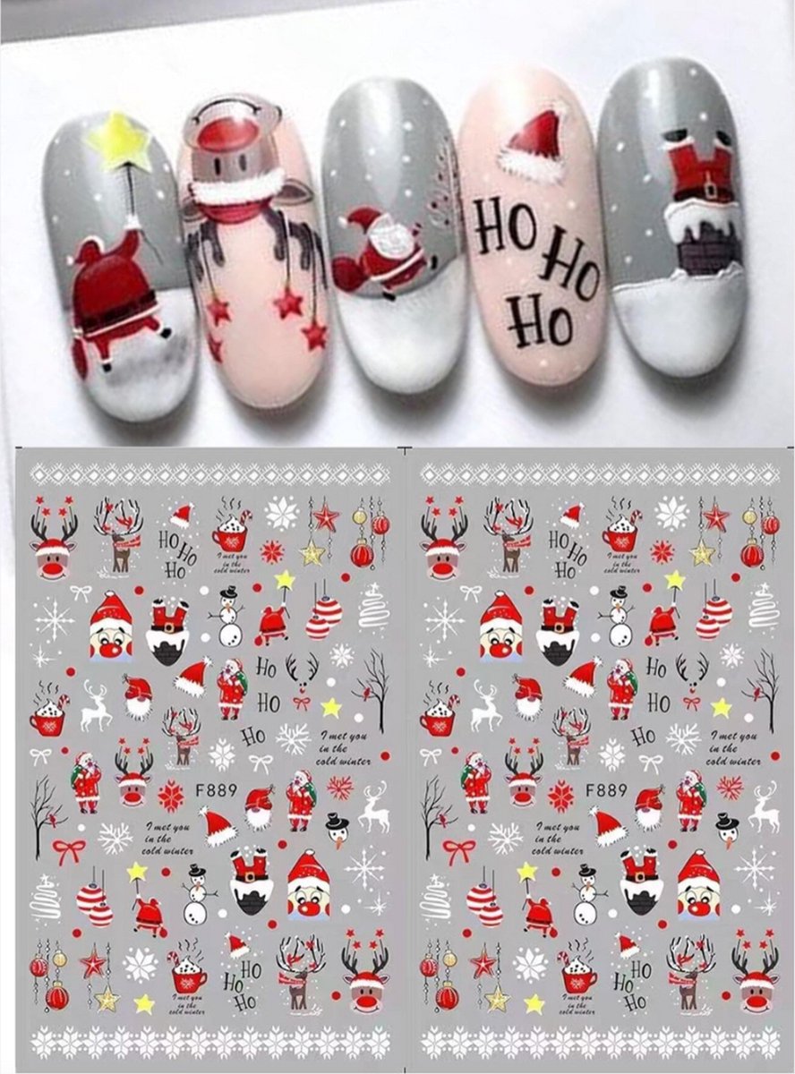 Goedkoopste GUAPÀ® Nail Art Nagelstickers | Nagel Stickers Kerst | Nail Art 3D Stickers | Nagelstickers Kinderen | Nail Art Stempel | 2 velletjes Kerst Nagel stickers