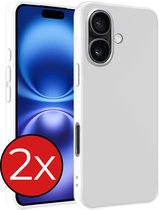 Coque adaptée pour iPhone 16, coque en Siliconen – Coque adaptée pour iPhone 16, coque – Wit – Lot de 2