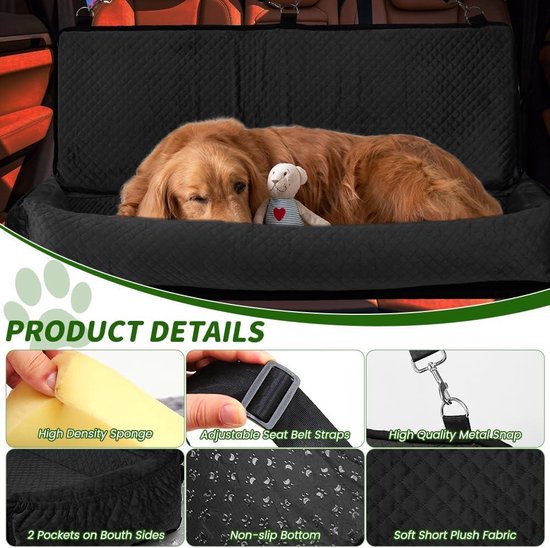 WOOAIDAGG Hondenautostoel voor middelgrote honden, reisbed voor