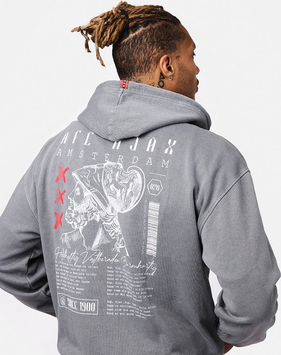 Ajax-hooded sweater washed grey oud logo | bol