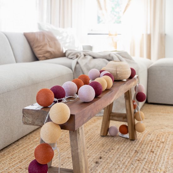 Guirlande lumineuse d'intérieur à LED en Cotton Ball Lights - Handgemaakt et Fairtrade - 50 lumières - Marrakesh