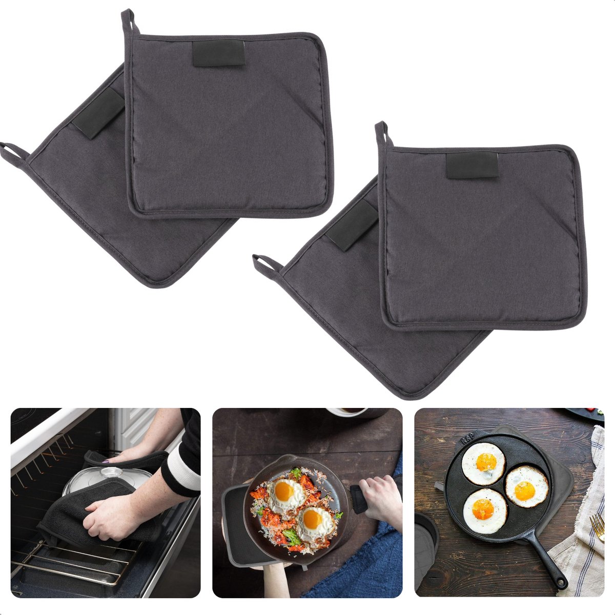 Cheqo Pannenlappen Hittebestendig Pannelap Pannenonderzetter 20x20 cm 100% Katoen Wasbaar