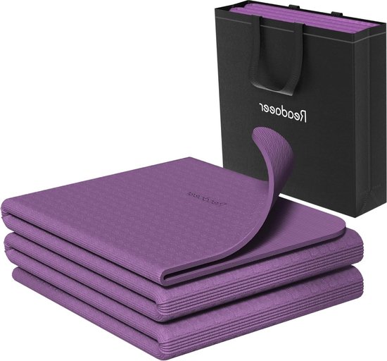 Opvouwbare 6 mm dikke yogamat met draagtas - Antislip TPE-oefening Pilates-mat voor 183 cm L x 61 cm B Yoga mat van Lion Jord. — afbeelding 2