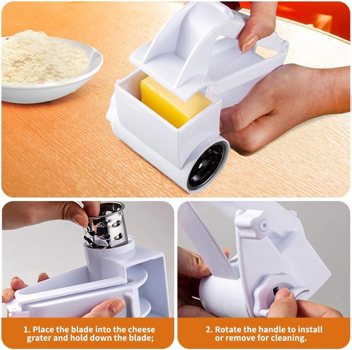 Râpe à Fromage Professionnelle UTiLE - Râpe Tambour Fromage Dur & Chocolat - Inox & Lave-Vaisselle