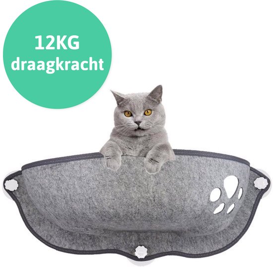 Foto: Lbb kattenhangmat voor aan het raam kom vorm kattenmand raam hangmat kat dieren kattenbed kattenmand slaapplek ligplaats grijs