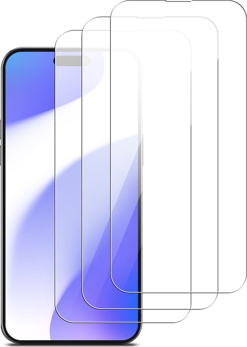 Mobigear Screenprotector geschikt voor Apple iPhone 16 Plus | Mobigear Screenprotector Folie - Case Friendly (3-Pack)