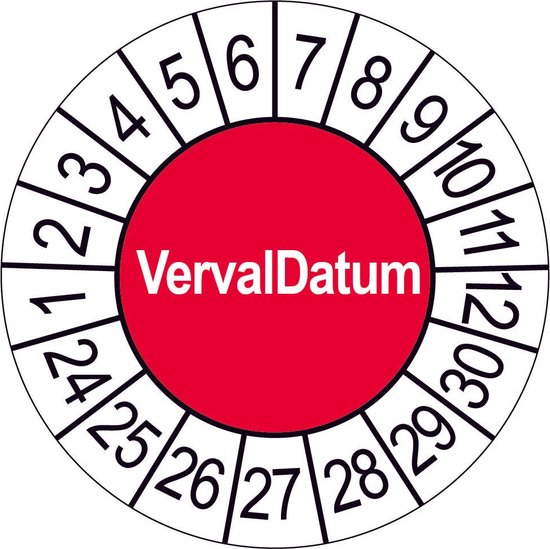 Rood | 50 Keuringsstickers VervalDatum - Rond 35 mm | bol