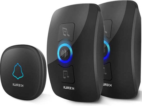 Set de sonnette sans fil pour porte de maison extérieure étanche, portée de 300 m, 60 mélodies, prise enfichable, affichage LED.