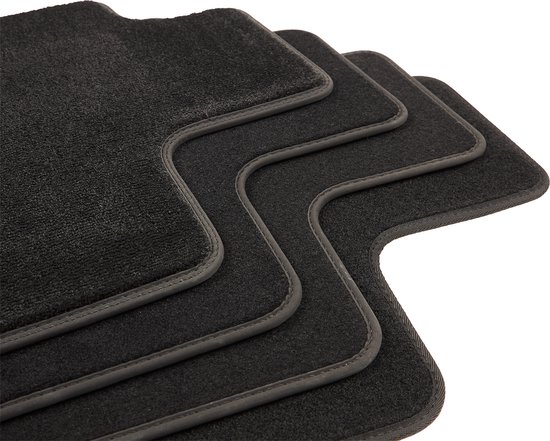 Tapis De Voiture Sur Mesure Pour Citroën CX (1974-1991) - Set 4 Pièces - Moquette Noire Bordure Rouge