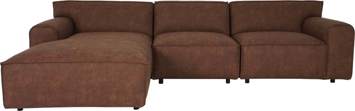 MCW Hoekbank -J59 bank met voetenbank links Made in EU waterafstotend 295cm ~ kunstleer bruin