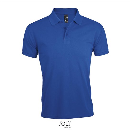 Polo bleu cobalt à manches courtes de Sol's avec col et fermeture à boutons.
