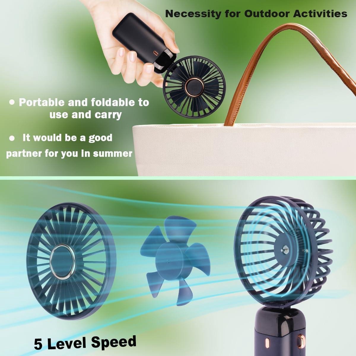 Ventilateur Climatiseur Portable - BYLND - Mini À Main - USB Rechargeable - 3 Vitesses - LED