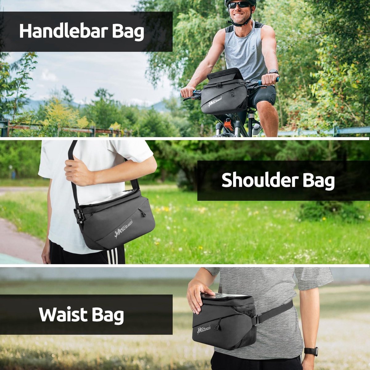 45 liter Waterdichte 3-in-1 Stuurtas Fietstas - Voortas Fietsmand - Stuuradapter voor Fiets en E-bikes Stuurtas fiets